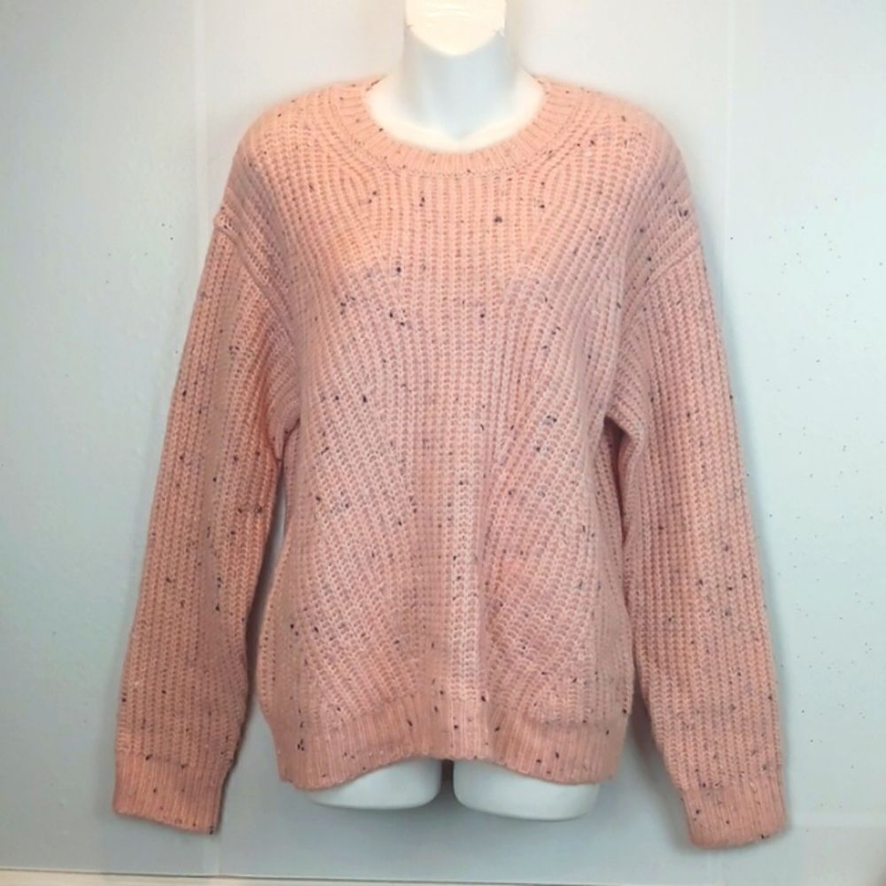 Copper Key pink knit speckled scoop neck long-sleeve sweater XXL Fisherman